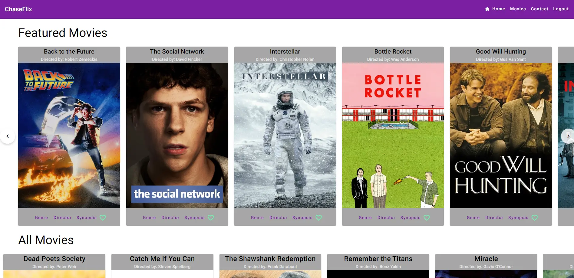 Screenshot of Movie Frontend - Angular