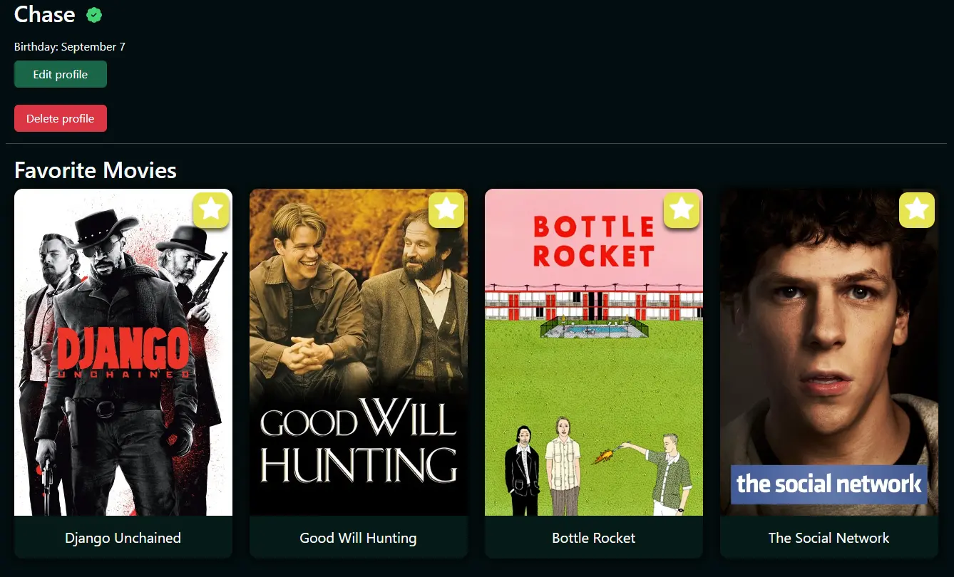 Screenshot of Movie Frontend - React