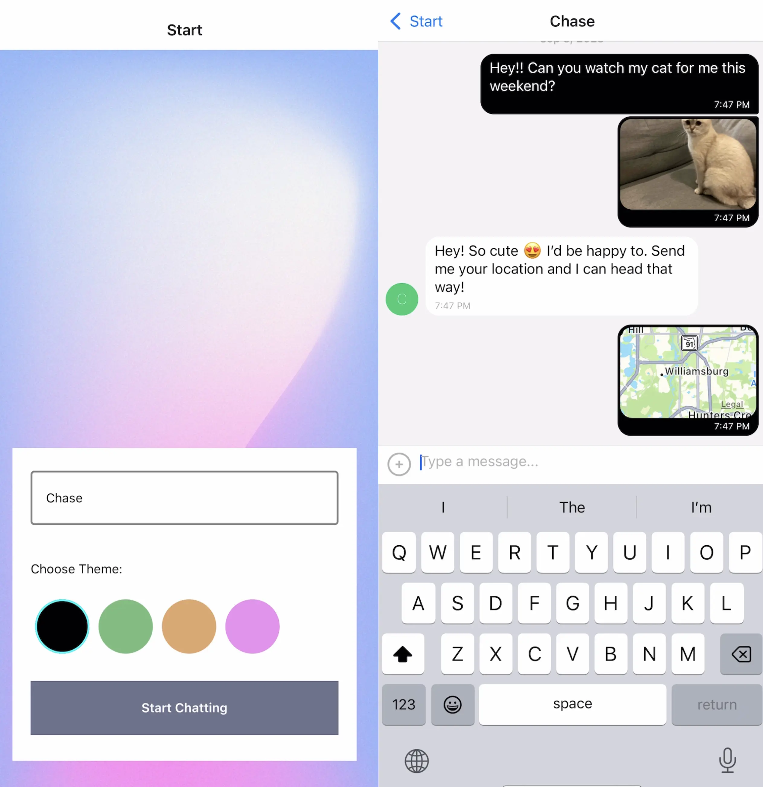 Screenshot of Chat App